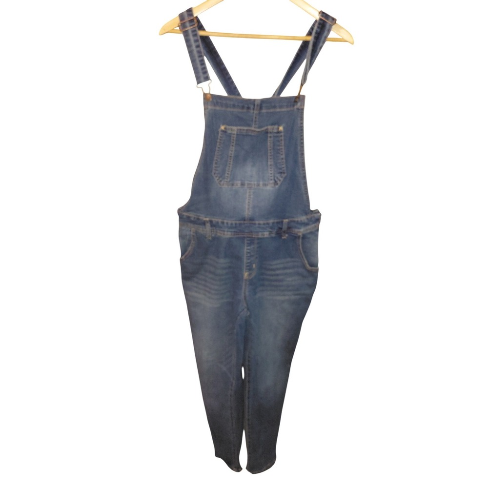 Wallflower Womens Medium Wash Denim Overalls XL Bib Front Blue Jeans
